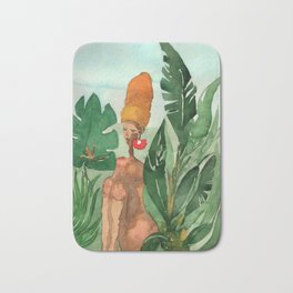 Flower power Bath Mat | Illustration, Wildwoman, Painting, Botanical, Magic, Wonderwoman, Nude, Yoni, Female, Watercolor 