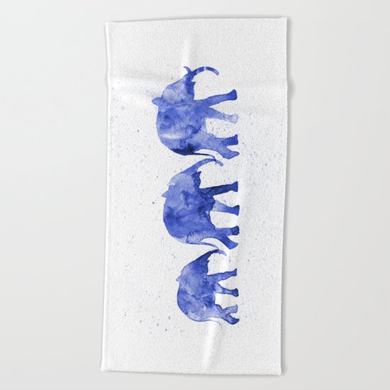 Blue elephants Beach Towel