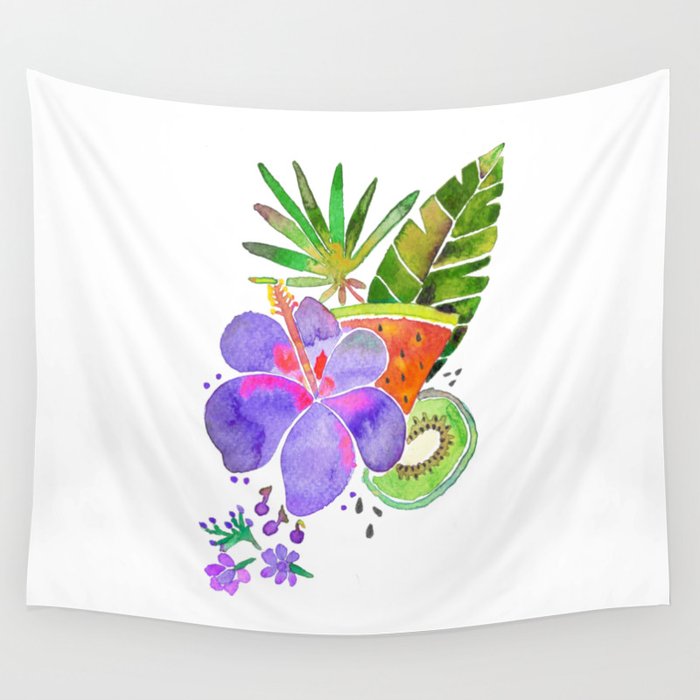 hibiscus and watermelon Wall Tapestry