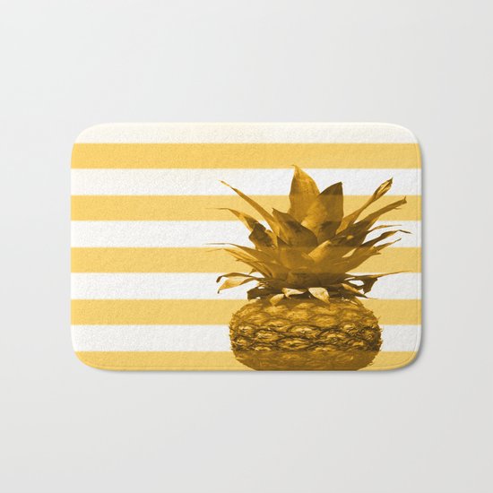 Pineapple with yellow stripes - summer feeling Bath Mat