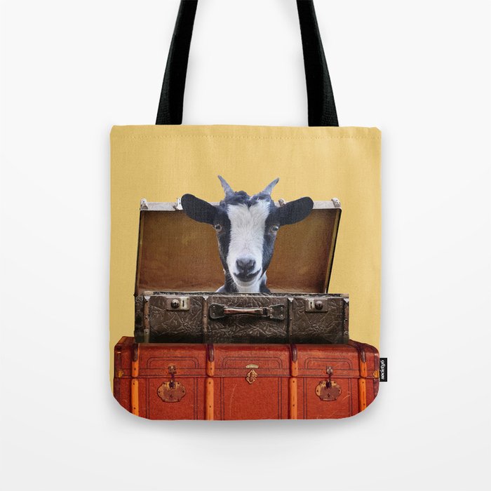 Goat in old suitcases  Tote Bag