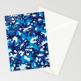 Blue Camouflage Print Cool Trendy Camo Pattern Stationery Card