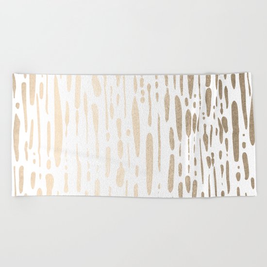 White Gold Sands Modern Vertical Dotted Lines Beach Towel