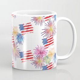 American Fourth of July New Years Celebration USA Flag Fireworks Pattern Coffee Mug