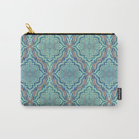 Marker Moroccan in Aqua, Cobalt Blue, Taupe & Teal Carry-All Pouch