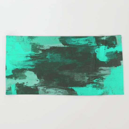 Chill Factor - Abstract cyan blue painting Beach Towel