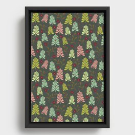 Festive trees and cranberries Framed Canvas