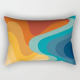 Retro 70s and 80s Color Palette Mid-Century Minimalist Nature Ripple Waves Rectangular Pillow