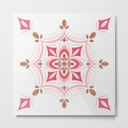 Modern Moroccan Mandala - Pink & Rose Gold Metal Print
