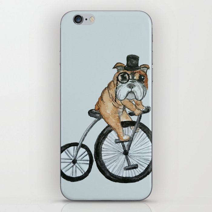 English Bulldog Riding a Penny-farthing iPhone Skin