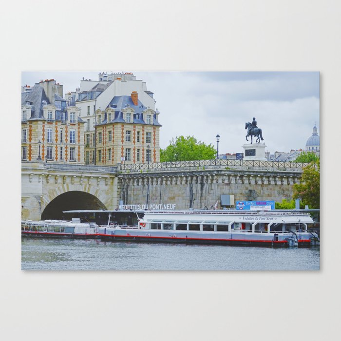 Seine river cruise in Paris | Pont Neuf | Vintage vibes Canvas Print