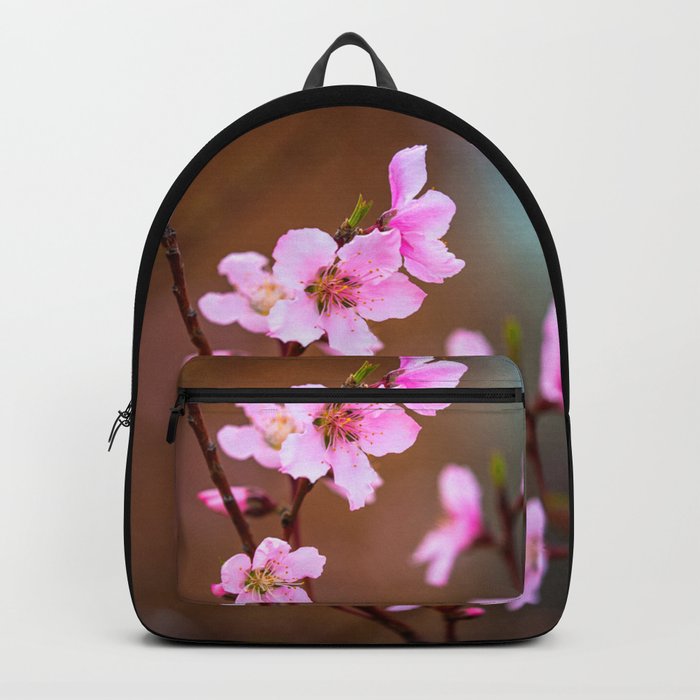 Peach Blossom - Pink Peach Blossoms on Spring Day in Oklahoma Backpack