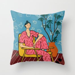 PLANT LADY AT HOME Throw Pillow