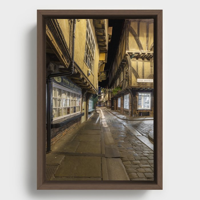 The Shambles, Medieval Street in York Framed Canvas