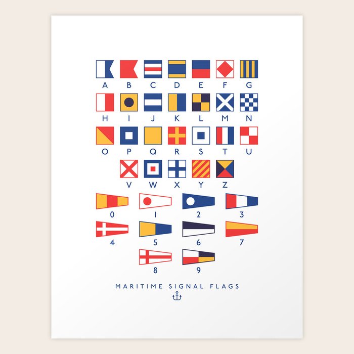 Maritime Nautical Signal Flags Chart White Art Print by neotokyo