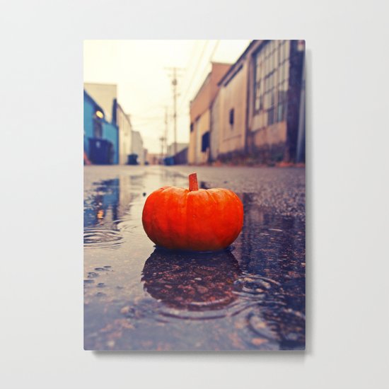Rainy day pumpkin Metal Print