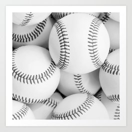 Big Baseball pattern black & white Graphic Design #baseball #sports Art Print
