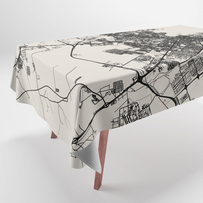 Doha, Qatar City Map, Minimal Aesthetic Tablecloth by Lonely