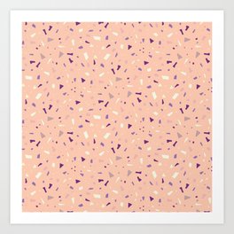 Soft Edges Peach and Purple Terrazzo - Fashion Abstract Geometric Texture Art Print