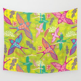 Above The Green Fields, Flying Swallows Wall Tapestry