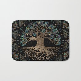 Tree of life -Yggdrasil Golden and Marble ornament Bath Mat