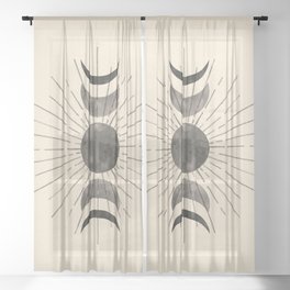 Boho sun and moon Sheer Curtain