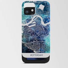 Rotterdam Map Netherlands Holland Map Navy Blue Turquoise Watercolor iPhone Card Case
