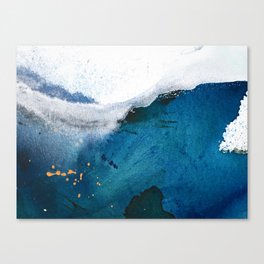 In the Surf: a vibrant minimal abstract painting in blues and gold Canvas Print