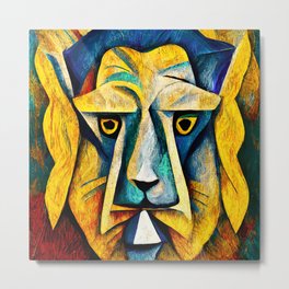 Abstract Lion Head Metal Print