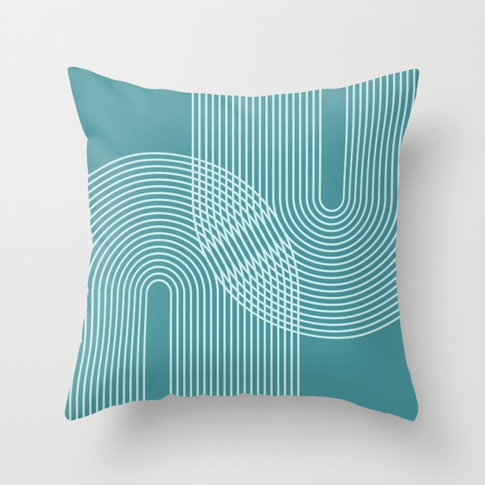 Geometric Lines in Teal Green Throw Pillow