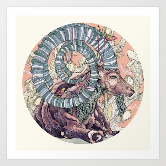 Nubian Ibex Art Print