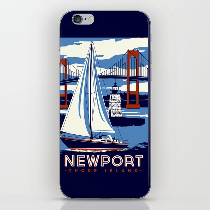 Newport Rhode Island Sailboat Lighthouse Retro Vintage nautical  iPhone Skin