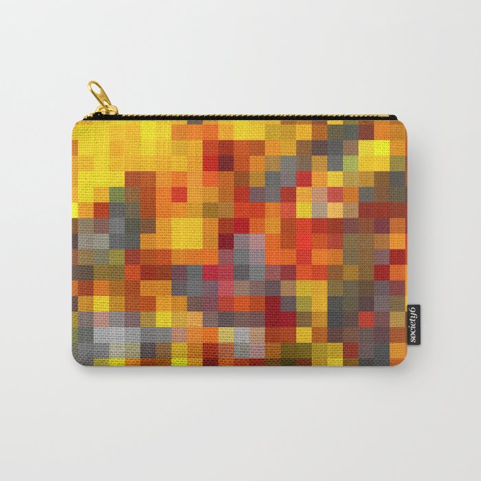 geometric pixel square pattern abstract background in brown yellow black Carry-All Pouch