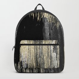 Abstract modern black gray gold glitter brushstrokes Backpack