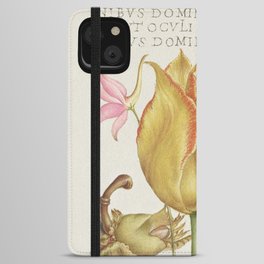 Vintage Calligraphic bugs and flowers iPhone Wallet Case
