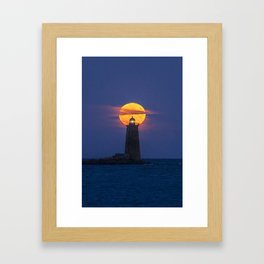 The Moon and the Lighthouse Framed Art Print