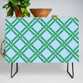 Classic Bamboo Trellis Pattern 221 Blue and Green Credenza