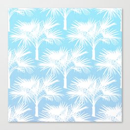 70’s Blue Ombre Tropical Palm Trees Canvas Print