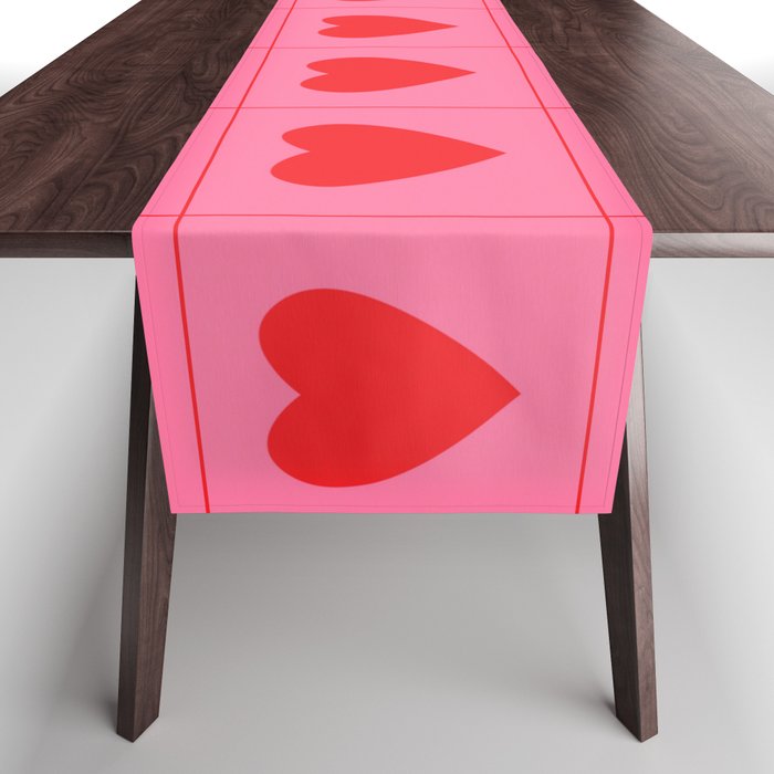 Pink red hearts pattern Table Runner