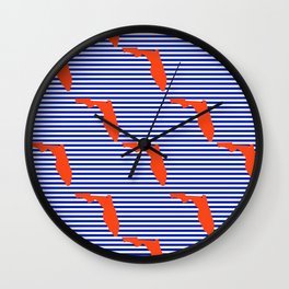 Florida university gators orange and blue college sports football stripes pattern Wall Clock