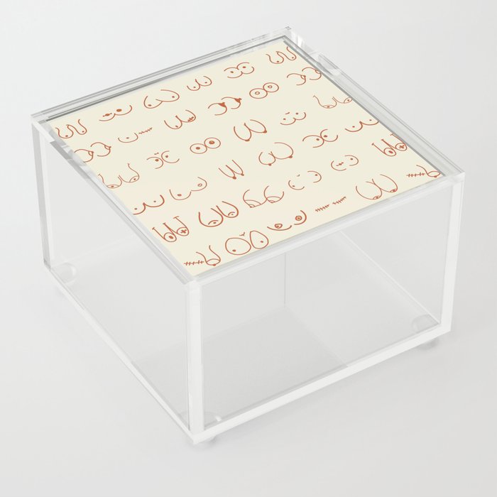 Terracotta Monochrome Boobs Lines Acrylic Box