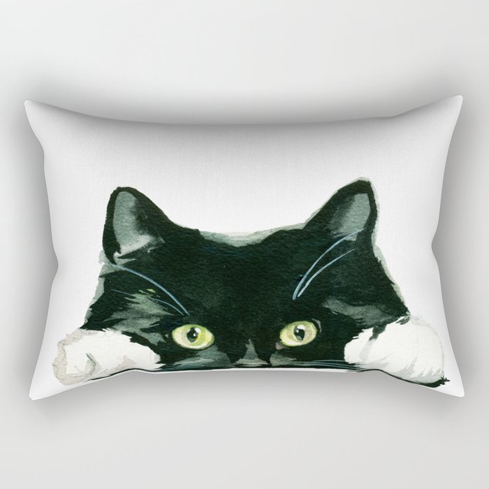 Black cat watching at you Rectangular Pillow