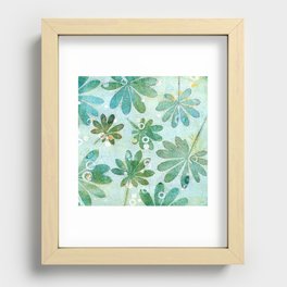 Dreamy green flowers Recessed Framed Print