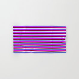 [ Thumbnail: Lavender, Royal Blue, Fuchsia, and Maroon Colored Lined Pattern Hand & Bath Towel ]