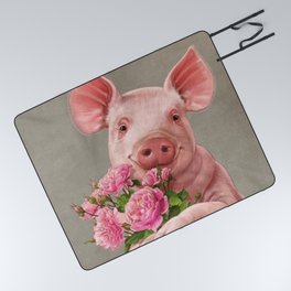 Pig In Love - with Peony Picnic Blanket
