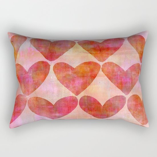 red Hearts mixed media pattern Rectangular Pillow