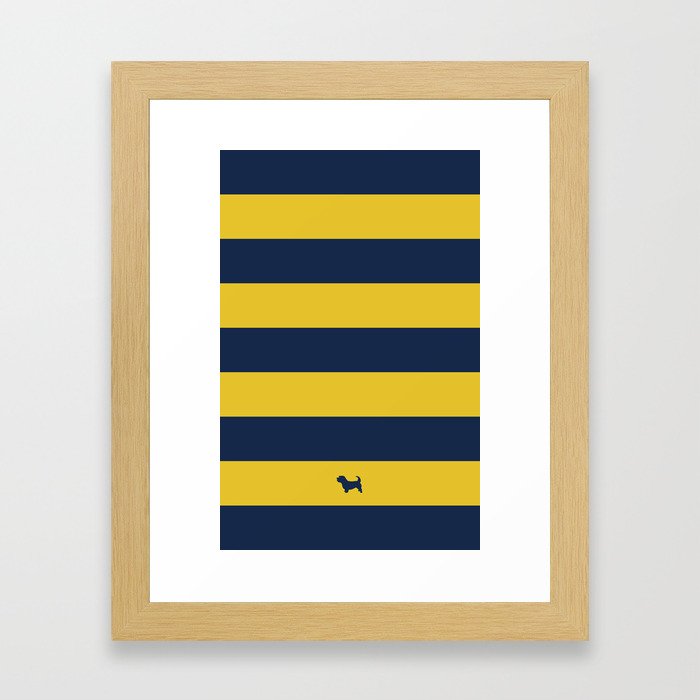 Preppy & Classy, Navy Blue / Gold Striped Two Framed Art Print
