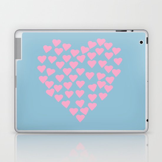 Hearts Heart Pink on Blue Laptop & iPad Skin