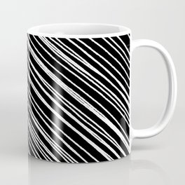 Black and White Abstract Diagonal Stripe Pattern Coffee Mug | Wavy, Simple, Contemporary, Curvystripes, Minimalism, Lines, Stripedpattern, Messylines, Wavystripes, Curves 