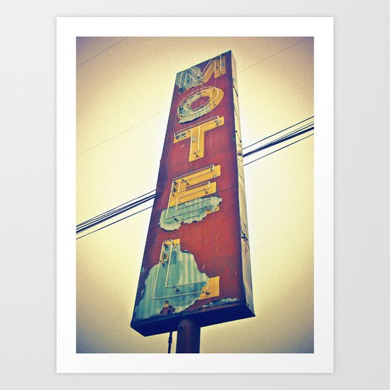 Motel Americana sign Art Print